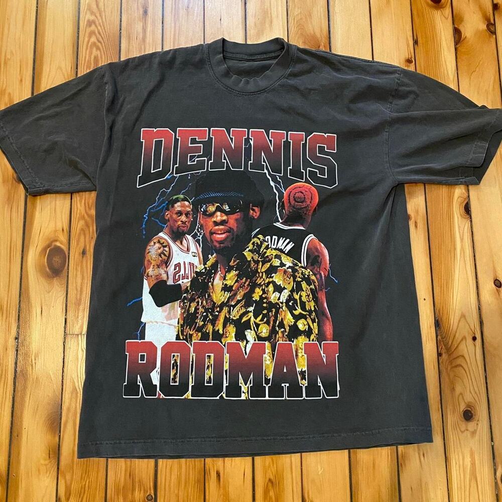 Vintage Style Dennis Rodman Graphic T-Shirt Faded